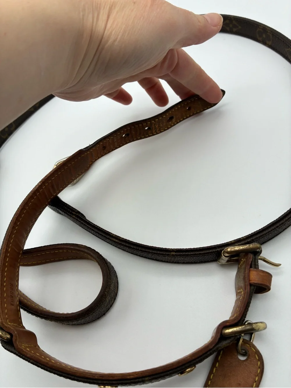 Louis Vuitton Baxter GM Brown Monogram Leather-Trim Dog Leash and Collar